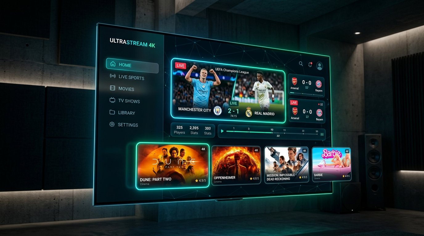 Best IPTV 4K Live Sports and Cinema Streaming Interface